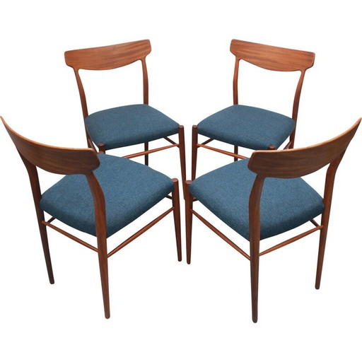 Ensemble de 4 chaises de salle à manger vintage en teck par Gustav Herkskröter pour Lübke, Allemagne années 1960