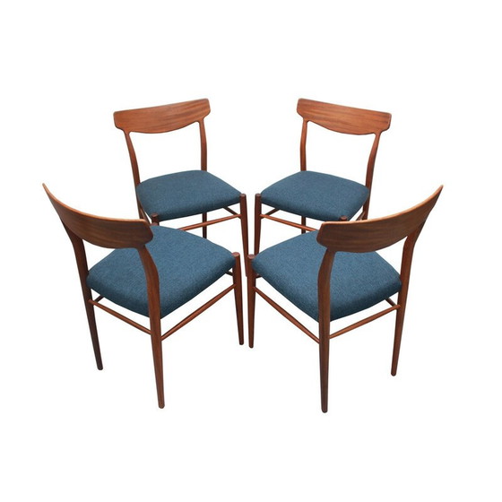 Image 1 of Ensemble de 4 chaises de salle à manger vintage en teck par Gustav Herkskröter pour Lübke, Allemagne années 1960