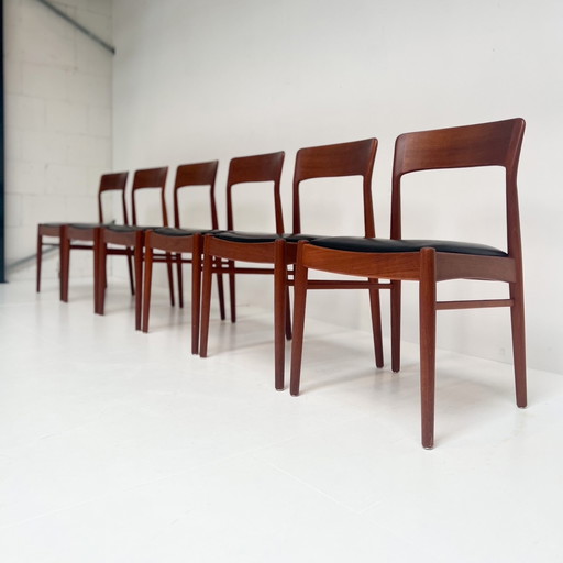 Ensemble de 6 chaises modèle 26 par Henning Kjaernulf pour Kurop Stolefabrik, 1960's