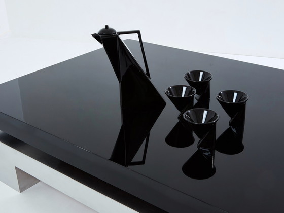 Image 1 of Nadine Charteret Table basse en acier brossé laqué noir 1972