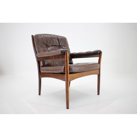 Image 1 of Fauteuil en cuir vintage, Scandinavie 1960