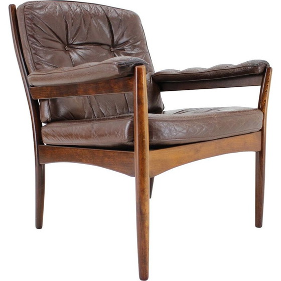 Image 1 of Fauteuil en cuir vintage, Scandinavie 1960