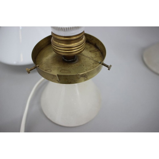 Image 1 of Paire de lampes de table Art déco vintage avec base en albâtre, Tchécoslovaquie 1940