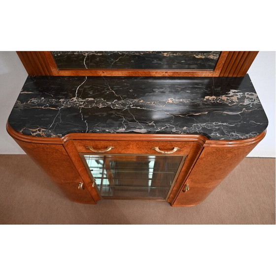 Image 1 of Buffet vintage en cèdre et marbre noir pour Maison Stourm, années 1940