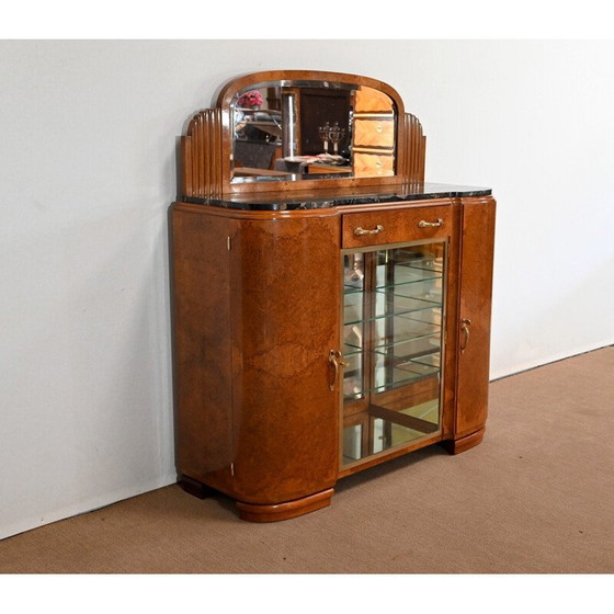 Image 1 of Buffet vintage en cèdre et marbre noir pour Maison Stourm, années 1940