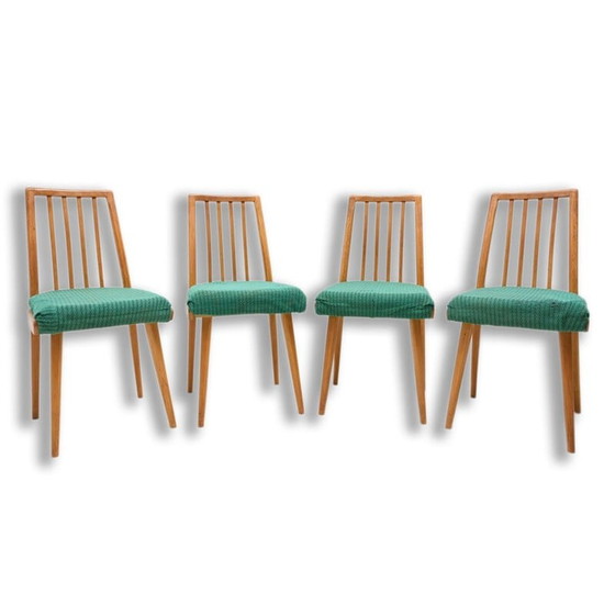 Image 1 of Ensemble de 4 chaises de salle à manger en hêtre du milieu du siècle, Tchécoslovaquie années 1960