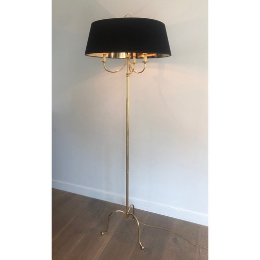 Lampadaire réglable en laiton, France 1940