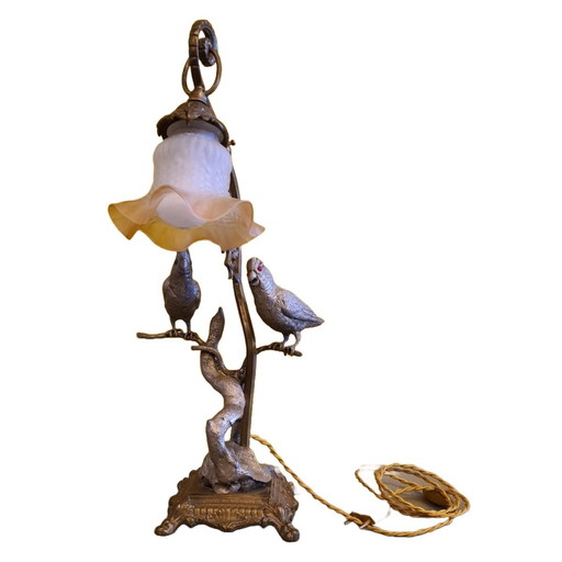 Lampe de table de style Maison Jansen avec oiseaux circa 1960