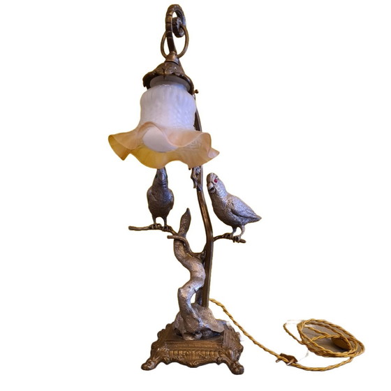 Image 1 of Lampe de table de style Maison Jansen avec oiseaux circa 1960