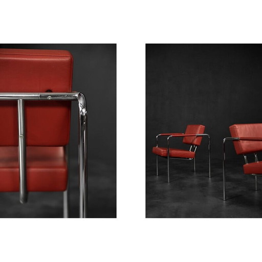 Paire de fauteuils vintage Ej 8 en cuir rouge par Torben Skov pour Erik Jørgensen Møbelfabrik, 1990