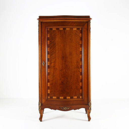 Cabinet ancien en bois avec incrustation et décorations en bronze, 1860