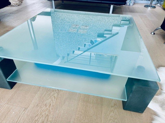 Image 1 of Table basse en verre et acier sur mesure