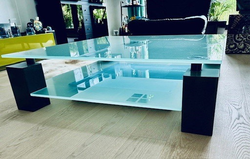 Table basse en verre et acier sur mesure