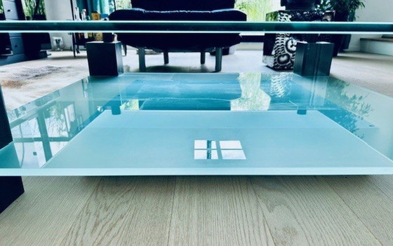 Image 1 of Table basse en verre et acier sur mesure