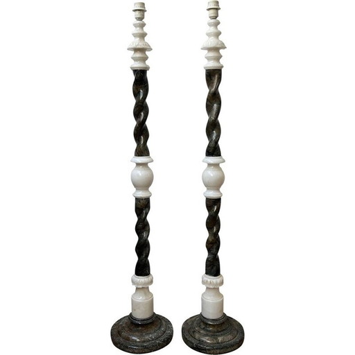 Paire de lampadaires en marbre, Suède 1950