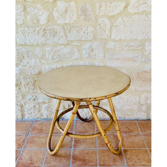 Image 1 of Table d'appoint vintage en bambou et rotin, 1960