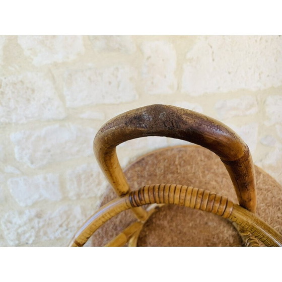 Image 1 of Table d'appoint vintage en bambou et rotin, 1960