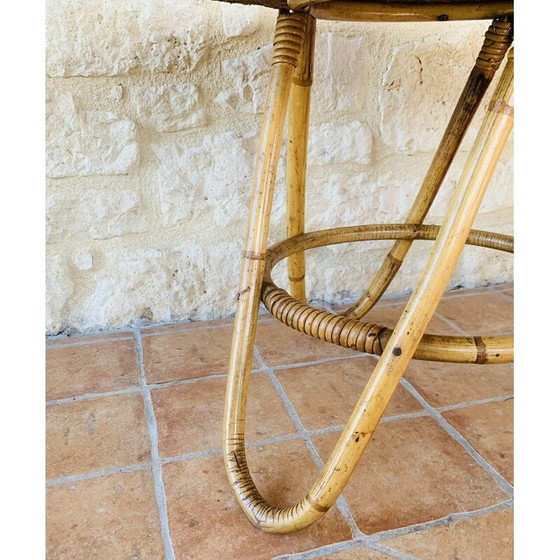 Image 1 of Table d'appoint vintage en bambou et rotin, 1960