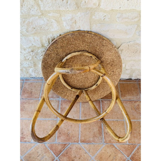 Image 1 of Table d'appoint vintage en bambou et rotin, 1960