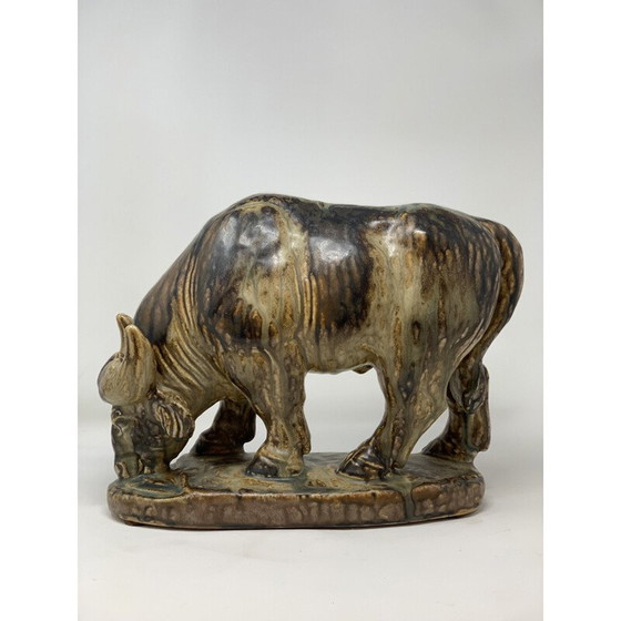 Image 1 of Vache en céramique vintage de Knud Kyhn, 1950