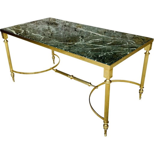 Table basse vintage en marbre vert, France 1960