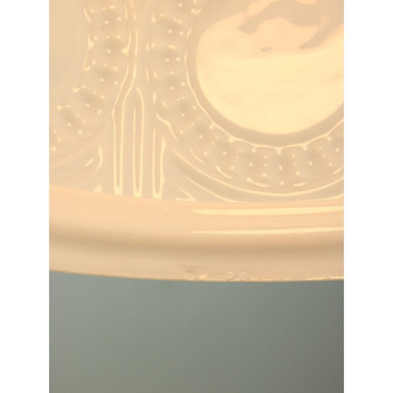 Image 1 of Lampe suspendue vintage en laiton et verre opalin, Italie 1950