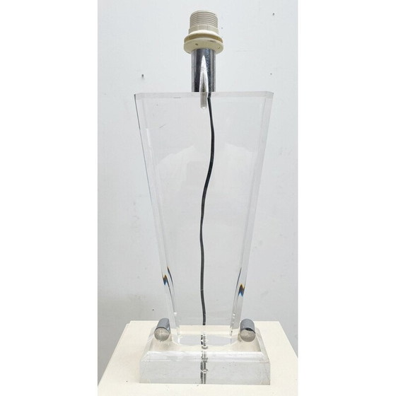 Image 1 of Paire de lampes de table vintage en plexiglas avec abat-jour, Italie 1970