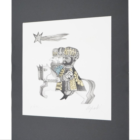 Image 1 of Sérigraphie couleur "Les Rois Mages" par Emanuele Luzzati, 1980S