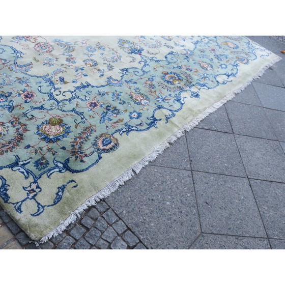 Image 1 of Tapis Kashan pistache clair du Mid Century
