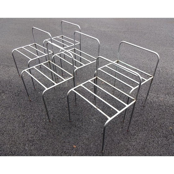 Image 1 of Ensemble de 6 chaises vintage en métal chromé, 1970