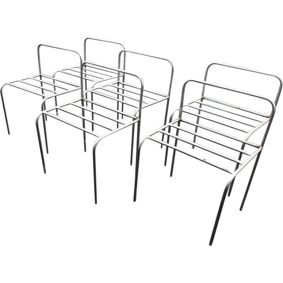 Image 1 of Ensemble de 6 chaises vintage en métal chromé, 1970
