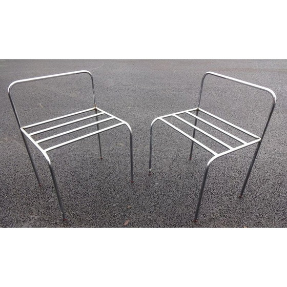 Image 1 of Ensemble de 6 chaises vintage en métal chromé, 1970