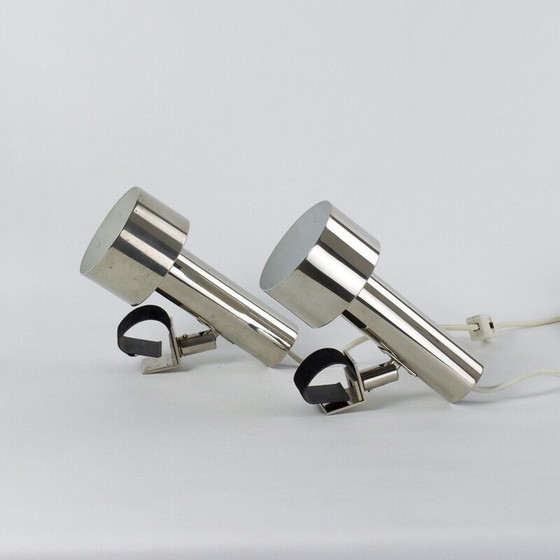 Image 1 of Paire de lampes d'appoint vintage à pince en chrome nickelé pour String Shelf