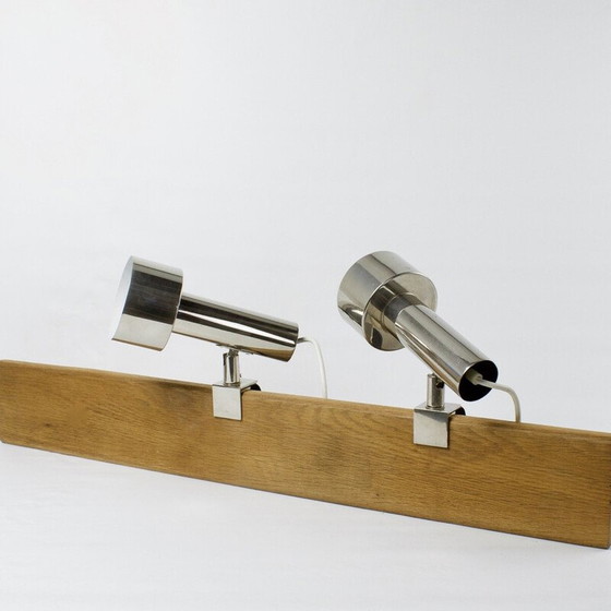 Image 1 of Paire de lampes d'appoint vintage à pince en chrome nickelé pour String Shelf