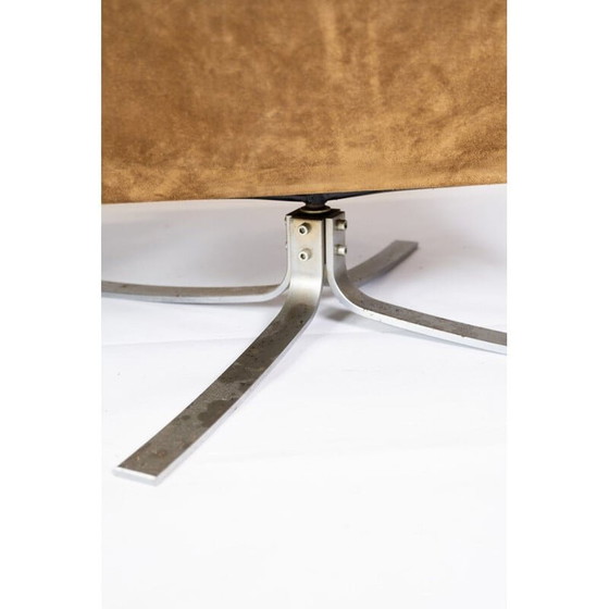 Image 1 of Paire de fauteuils vintage rembourrés en cuir brun et structure métallique, Danemark 1970