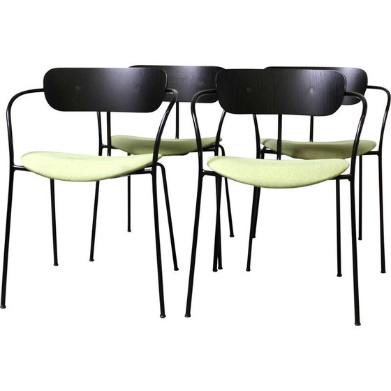 Image 1 of Chaises vintage Pavilion AV4 en métal teinté noir et bois par Anderss et Voll pour & Tradition