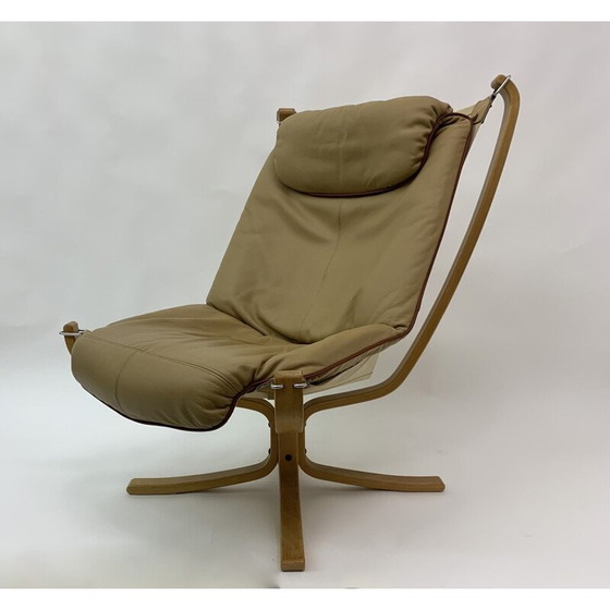 Image 1 of Fauteuil en cuir Falcon vintage par Sigurd Ressel pour Vatne Møbler, 1970