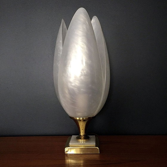 Image 1 of Lampe Tulipe vintage en polycarbonate blanc par Laurent Rougier, 1970