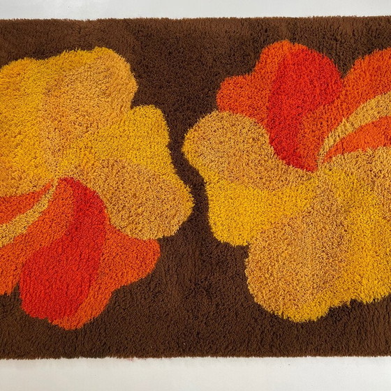 Image 1 of Tapis vintage à poils longs en laine multicolore, Allemagne, années 1970