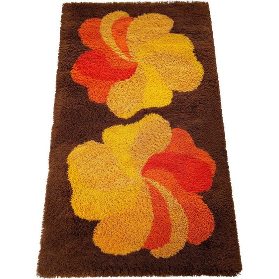 Image 1 of Tapis vintage à poils longs en laine multicolore, Allemagne, années 1970