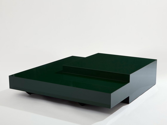 Image 1 of Willy Rizzo Table basse carrée en laque vert forêt 1970S