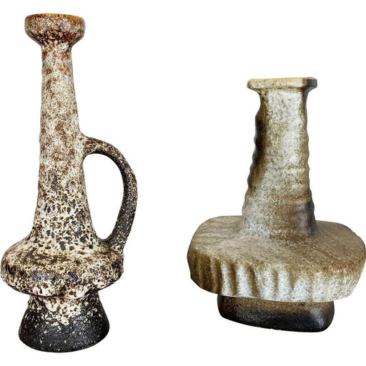 Paire de vases en céramique vintage de Piet Vest Ceramics, Pays-Bas 1970