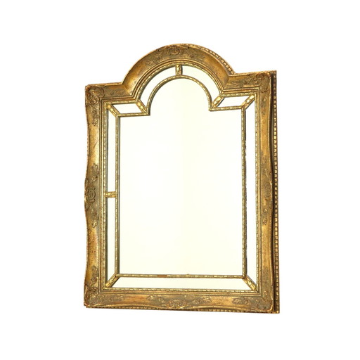 Miroir de style rococo à feuilles d'or Mid Century