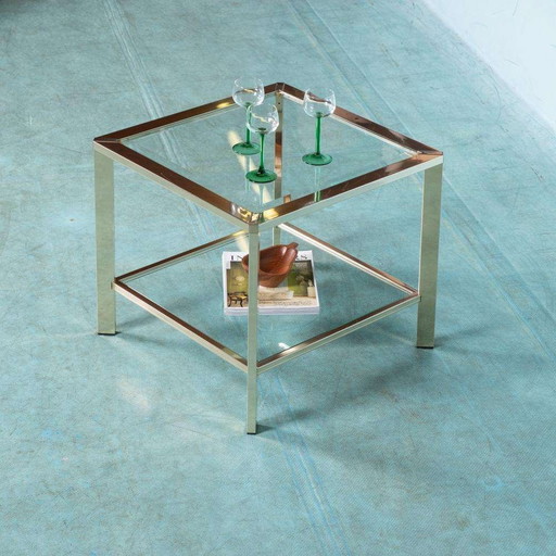 Table basse minimaliste laiton verre Table basse Regency 70s