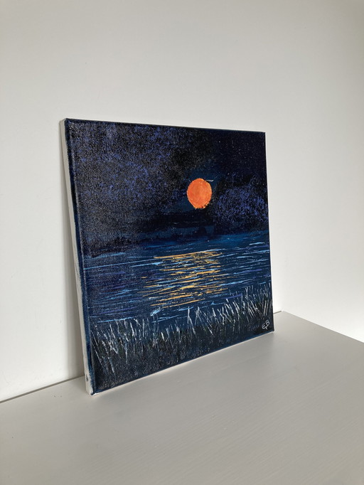 Reflets De La Pleine Lune Sur La Mer