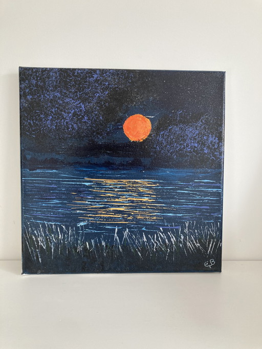 Reflets De La Pleine Lune Sur La Mer