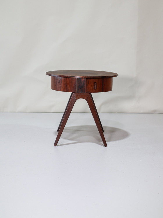 Image 1 of Table d'appoint en bois de rose Table de couture danoise Vintage