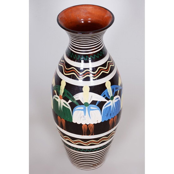 Image 1 of Vase vintage en céramique art déco avec motifs slovaques, 1940