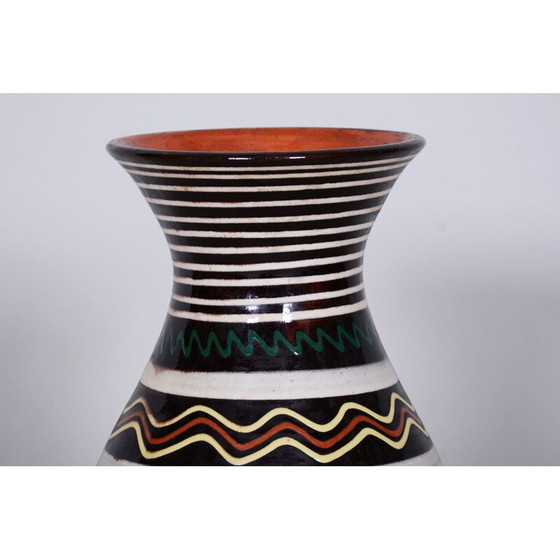 Image 1 of Vase vintage en céramique art déco avec motifs slovaques, 1940