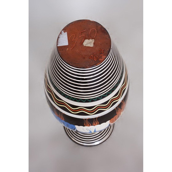 Image 1 of Vase vintage en céramique art déco avec motifs slovaques, 1940